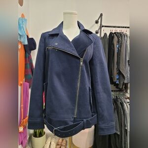 Banana Republic Stylish Cotton Perfecto Navy Blue Jacket